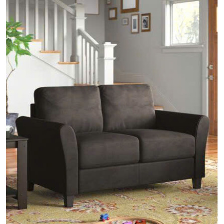 Life Coffee : Ghế Sofa Đôi Với Tay Vịn Cong, Vải Màu Cà Phê